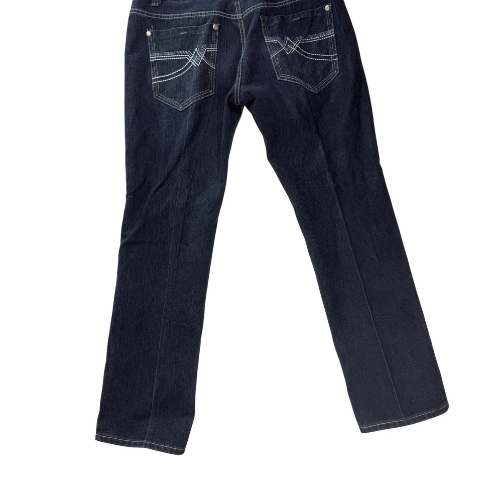 Street Rules Mens Dark Wash Contrast Stitch Straight‎ Leg Denim Jeans 38x32 - Picture 3 of 8
